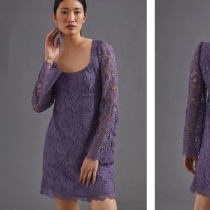 Anthropologie NWT Maeve Embroidered Lace Mini Black Dress Size 4.